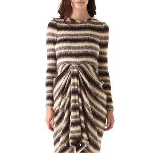 Thakoon || Gathered Front Striped Sweater Dress